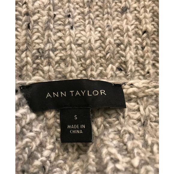 Ann Taylor Gray Wool-Blend Tunic Sweater with Funnel Neckline, Size Small - Picture 4 of 6